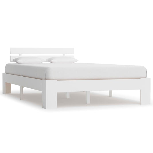 Bed Frame without Mattress White Solid Pine Wood 120x200 cm
