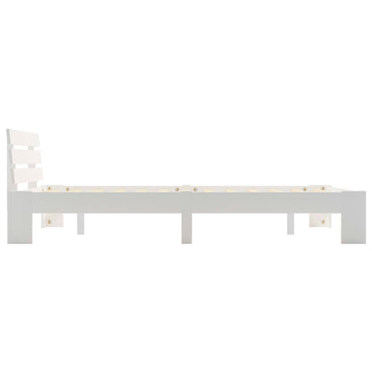 Bed Frame without Mattress White Solid Pine Wood 120x200 cm