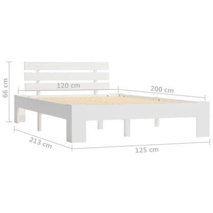 Bed Frame without Mattress White Solid Pine Wood 120x200 cm