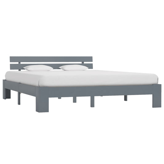 Bed Frame without Mattress Grey 160x200cm Solid Wood Pine