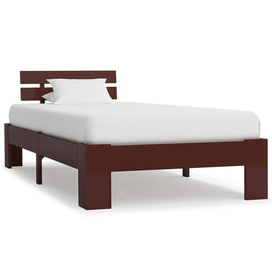 Bed Frame without Mattress Dark Brown Solid Pine Wood 90x200 cm