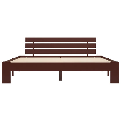 Bed Frame without Mattress Dark Brown Solid Pine Wood 160x200 cm