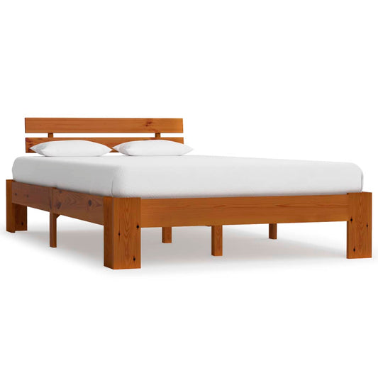 Bed Frame without Mattress Honey Brown 120x200cm Solid Wood Pine