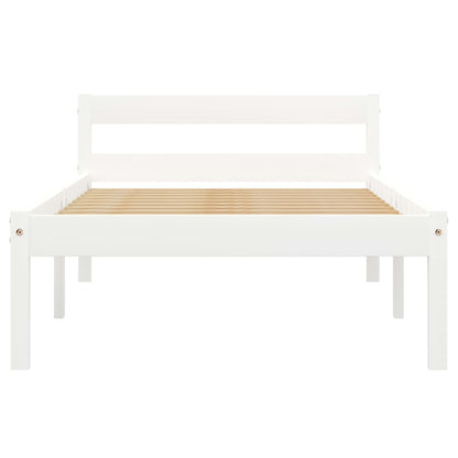 Bed Frame without Mattress White Solid Pine Wood 90x200 cm