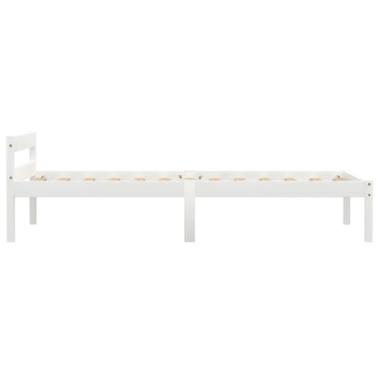 Bed Frame without Mattress White Solid Pine Wood 90x200 cm