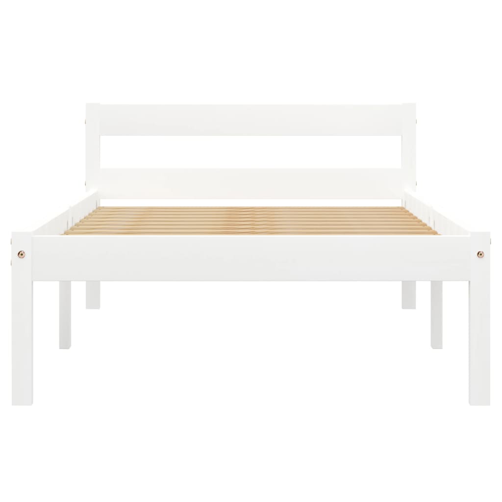 Bed Frame without Mattress White Solid Pine Wood 100x200 cm