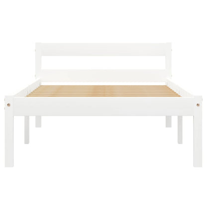 Bed Frame without Mattress White Solid Pine Wood 100x200 cm