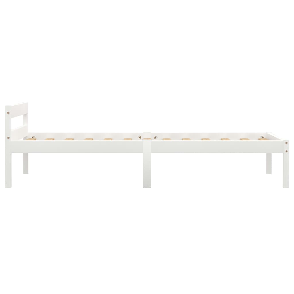 Bed Frame without Mattress White Solid Pine Wood 100x200 cm