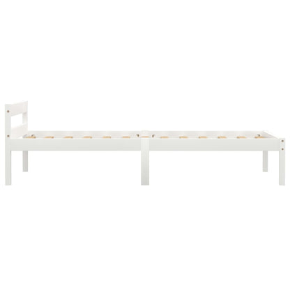 Bed Frame without Mattress White Solid Pine Wood 100x200 cm