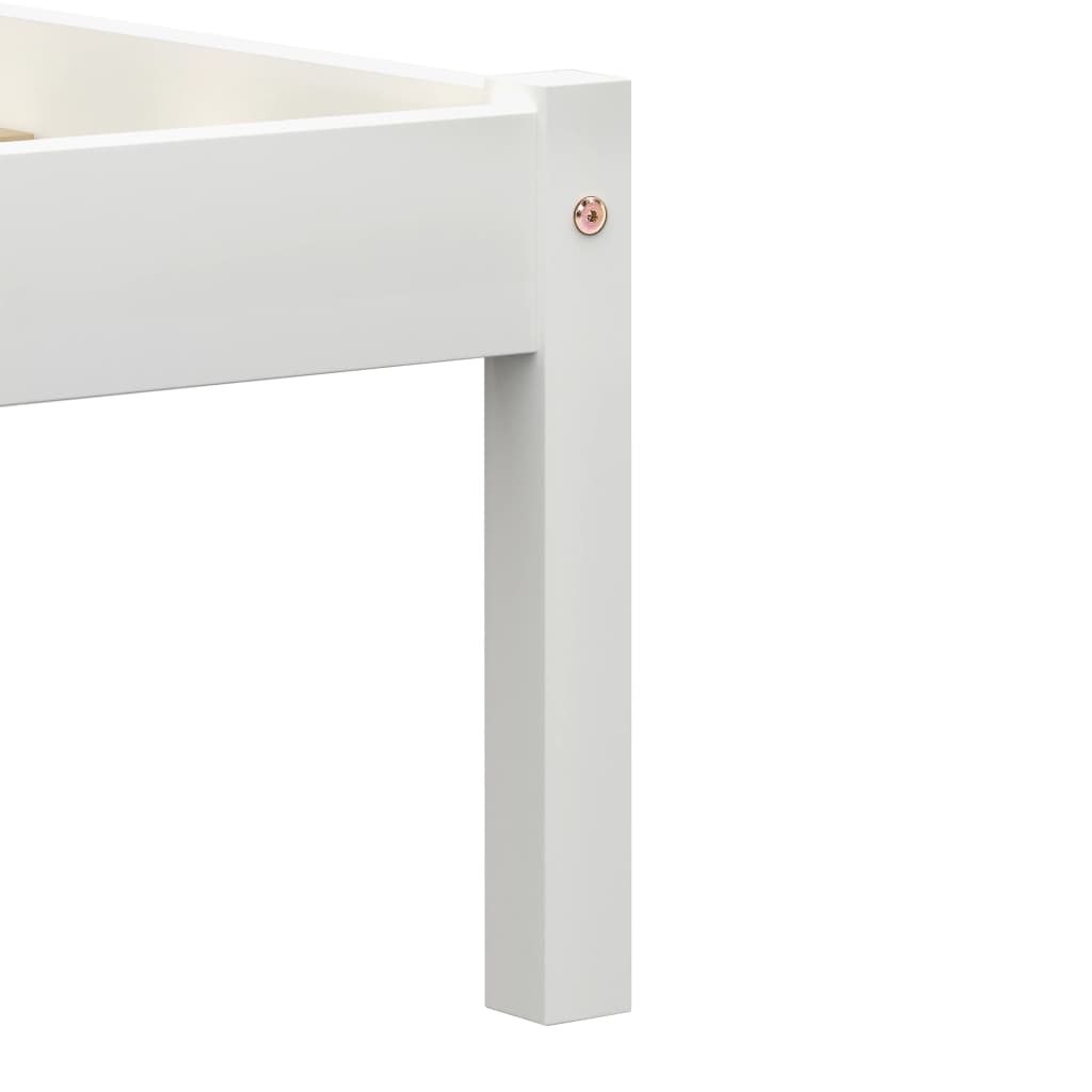 Bed Frame without Mattress White Solid Pine Wood 100x200 cm