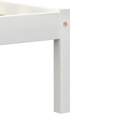 Bed Frame without Mattress White Solid Pine Wood 100x200 cm