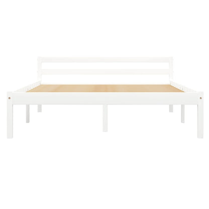 Bed Frame without Mattress White Solid Pine Wood 140x200 cm