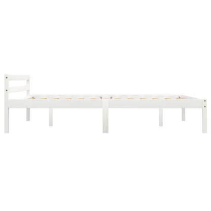 Bed Frame without Mattress White Solid Pine Wood 140x200 cm