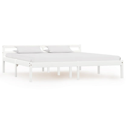 Bed Frame without Mattress White Solid Pine Wood 160x200 cm