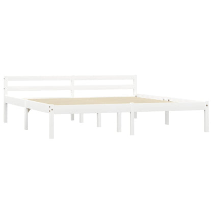 Bed Frame without Mattress White Solid Pine Wood 160x200 cm