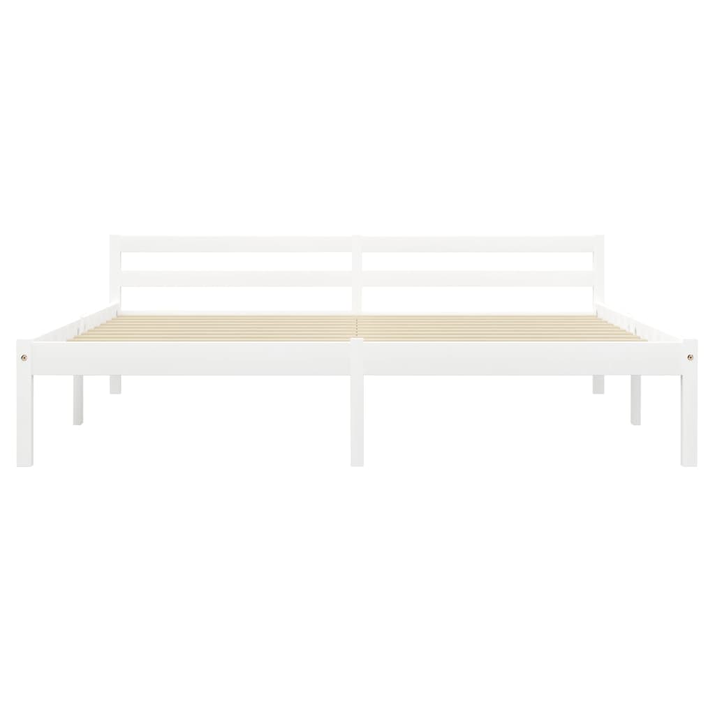 Bed Frame without Mattress White Solid Pine Wood 180x200 cm Super King