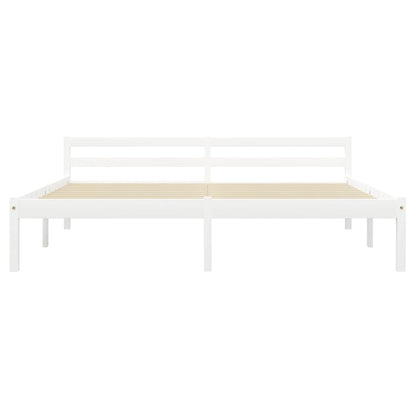 Bed Frame without Mattress White Solid Pine Wood 180x200 cm Super King