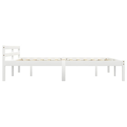 Bed Frame without Mattress White Solid Pine Wood 180x200 cm Super King