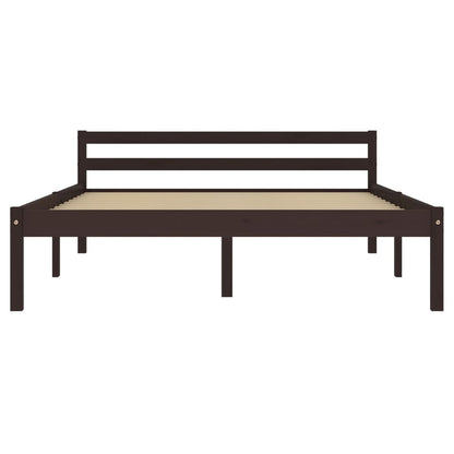 Bed Frame without Mattress Dark Brown Solid Pine Wood 140x200 cm