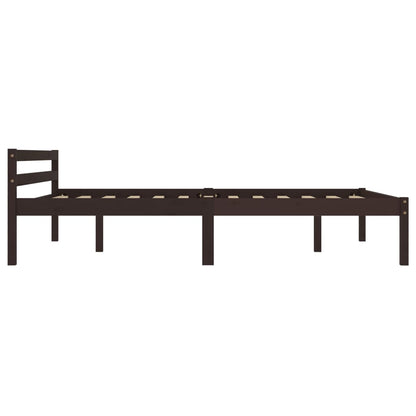Bed Frame without Mattress Dark Brown Solid Pine Wood 140x200 cm