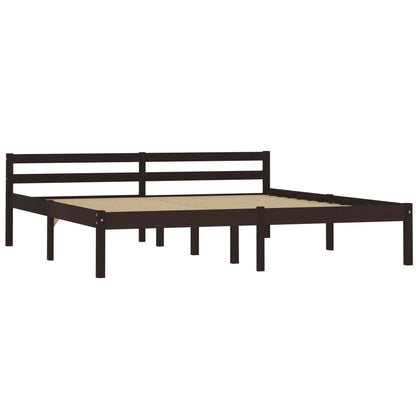 Bed Frame without Mattress Dark Brown Solid Pine Wood 180x200 cm Super King
