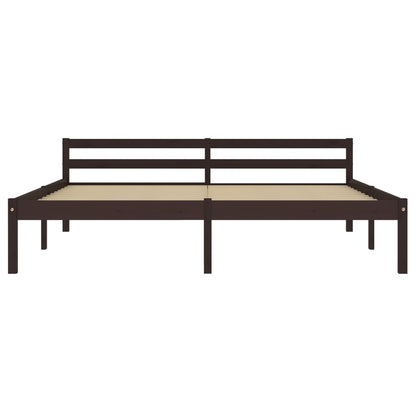 Bed Frame without Mattress Dark Brown Solid Pine Wood 180x200 cm Super King