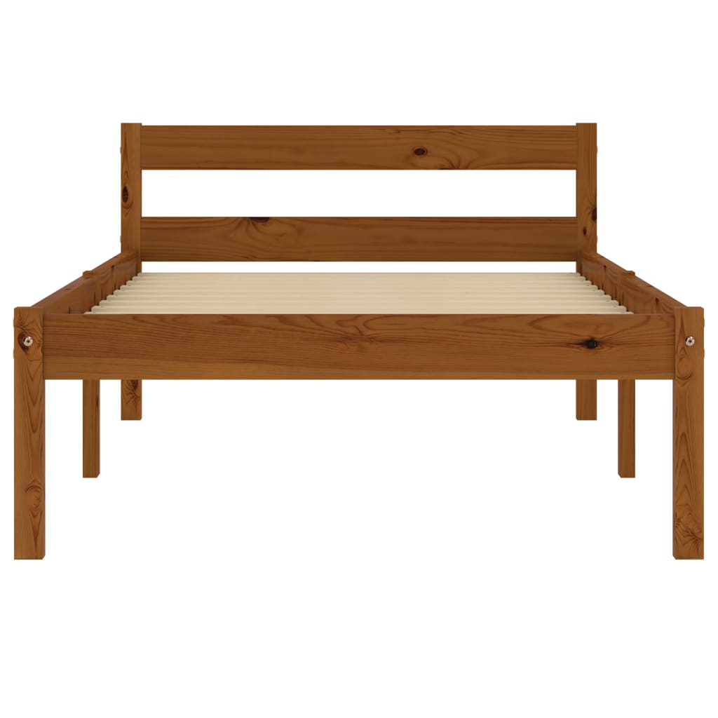 Bed Frame without Mattress Honey Brown Solid Pine Wood 90x200 cm