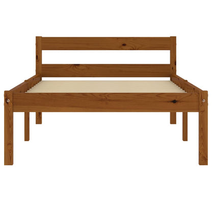 Bed Frame without Mattress Honey Brown Solid Pine Wood 90x200 cm