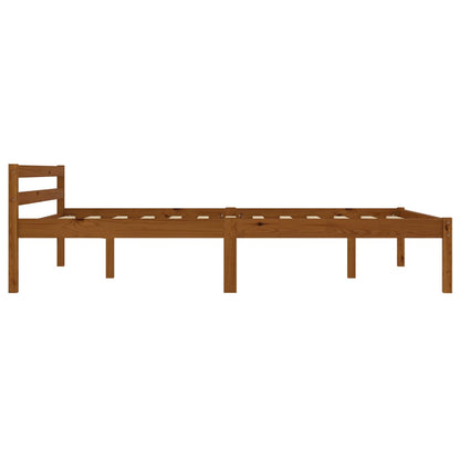 Bed Frame without Mattress Honey Brown Solid Pine Wood 140x200cm