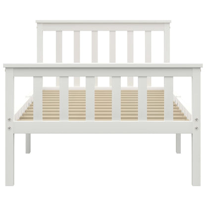 Bed Frame without Mattress White Solid Pinewood 100x200 cm