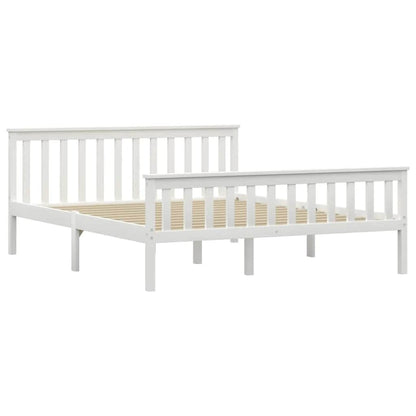 Bed Frame without Mattress White Solid Pinewood 160x200 cm