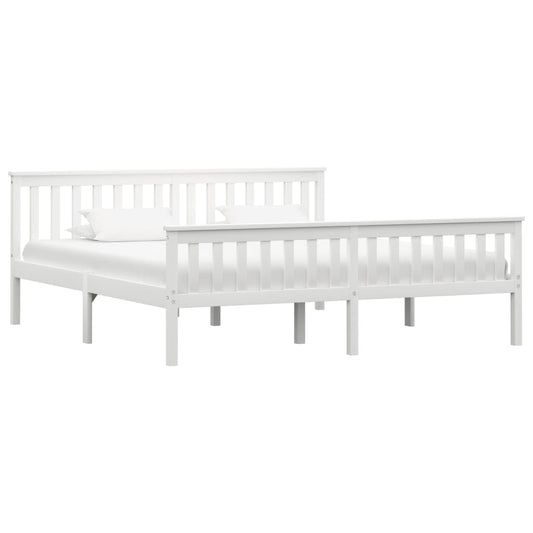 Bed Frame without Mattress White Solid Pinewood 180x200 cm Super King