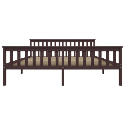 Bed Frame without Mattress Dark Brown Solid Pinewood 180x200 cm Super King