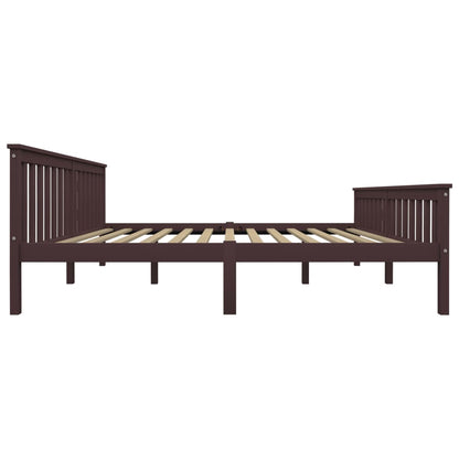 Bed Frame without Mattress Dark Brown Solid Pinewood 180x200 cm Super King