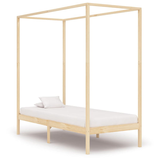 Canopy Bed Frame without Mattress Solid Wood 100x200 cm
