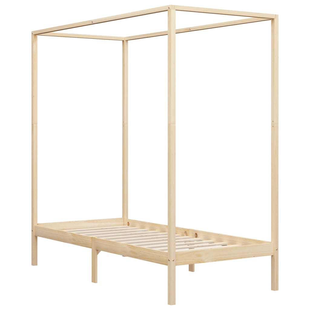 Canopy Bed Frame without Mattress Solid Wood 100x200 cm