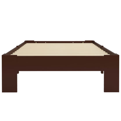 Bed Frame without Mattress Dark Brown Solid Pine Wood 100x200 cm
