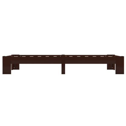 Bed Frame without Mattress Dark Brown Solid Pine Wood 100x200 cm
