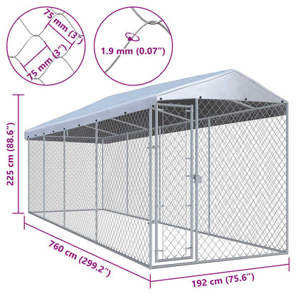 Outdoor Dog Kennel with Roof 760x190x225 cm