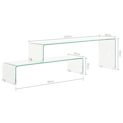 2 Piece Coffee Table Set 90x30x20/110x30x40 cm Tempered Glass