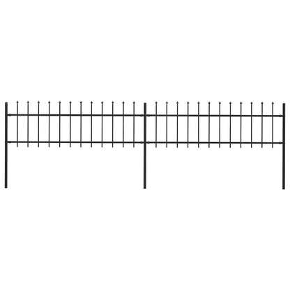 Garden Fence with Spear Top Steel 359x60 cm Black