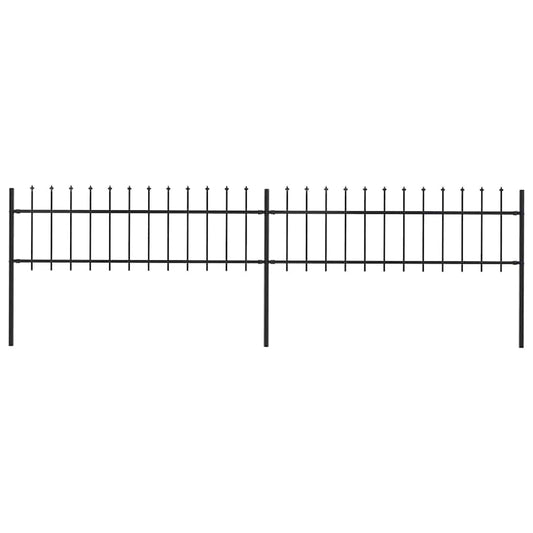 Garden Fence with Spear Top Steel 359x60 cm Black