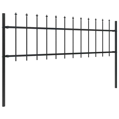 Garden Fence with Spear Top Steel 359x60 cm Black