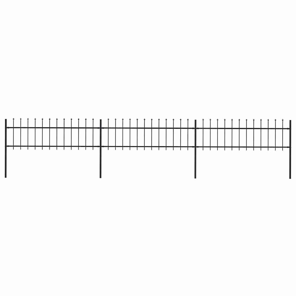 Garden Fence with Spear Top Steel 537x60 cm Black