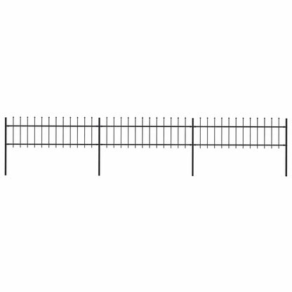 Garden Fence with Spear Top Steel 537x60 cm Black