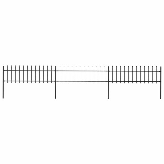 Garden Fence with Spear Top Steel 537x60 cm Black