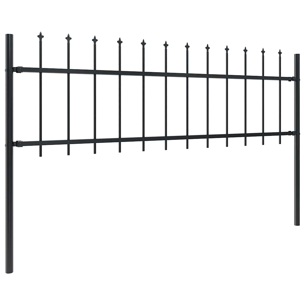 Garden Fence with Spear Top Steel 537x60 cm Black