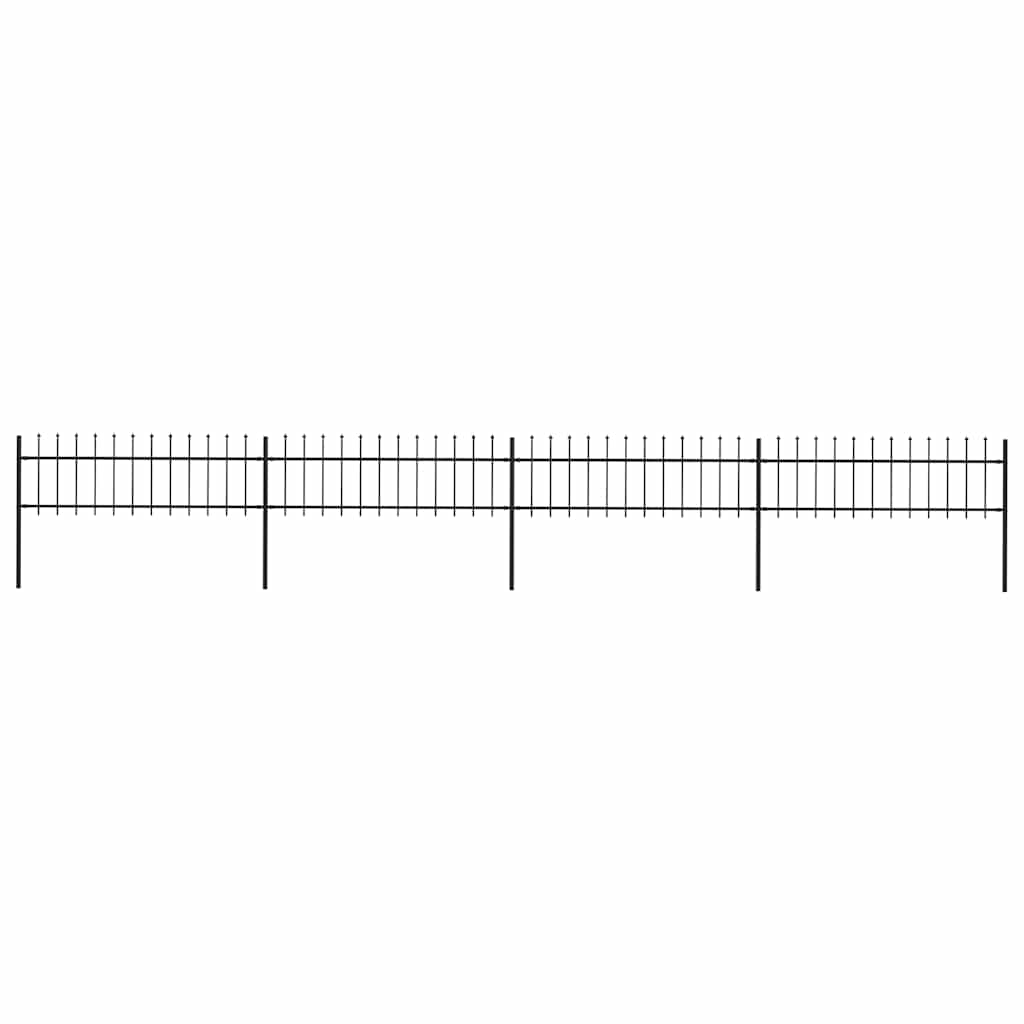 Garden Fence with Spear Top Steel 714.5x60 cm Black