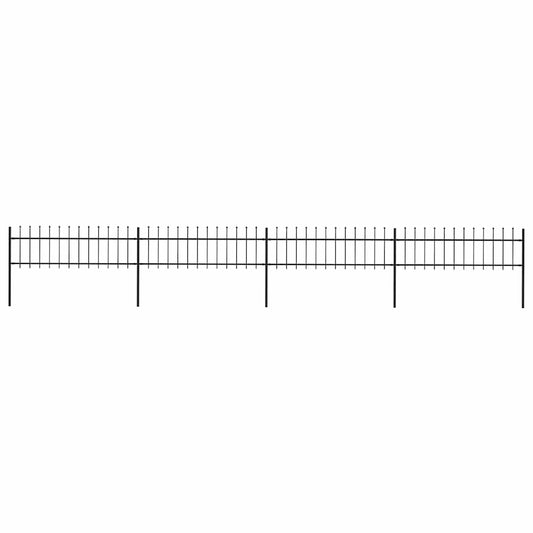 Garden Fence with Spear Top Steel 714.5x60 cm Black