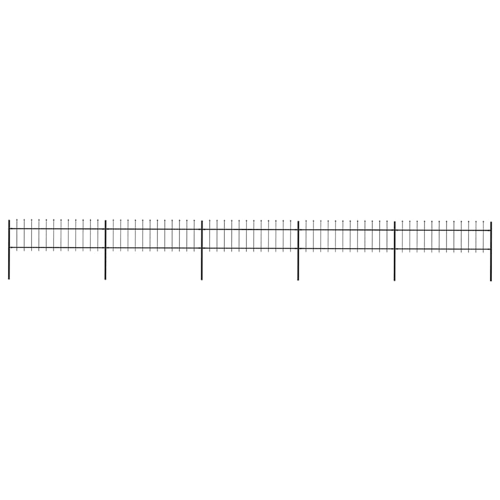Garden Fence with Spear Top Steel 892.5x60 cm Black